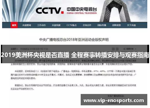 2019美洲杯央视是否直播 全程赛事转播安排与观赛指南